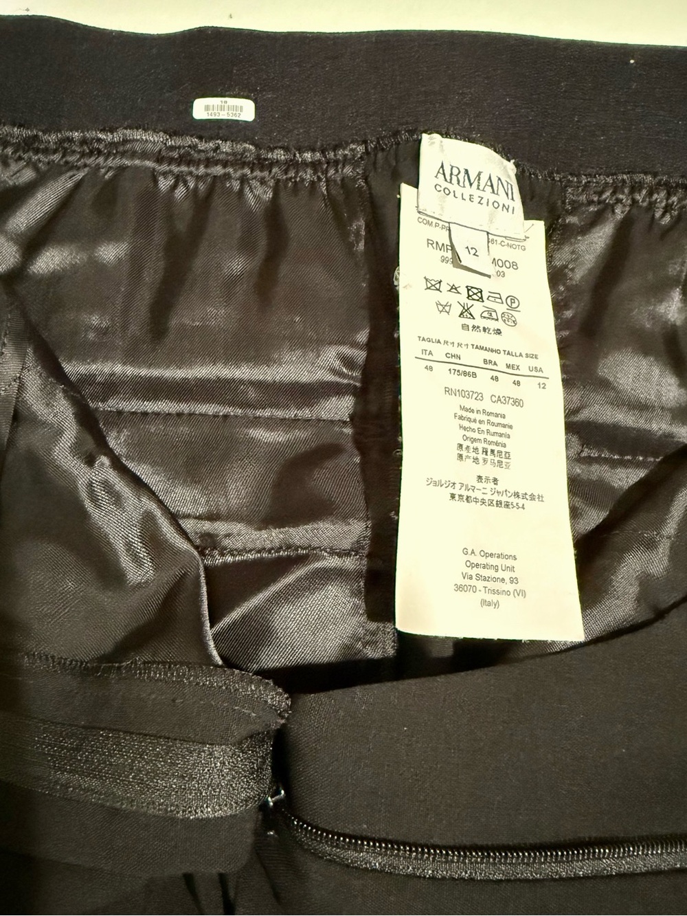 Armani Collezioni Black Dress Pants Womens 12 Italy Designer Career Luxury - Picture 7 of 8